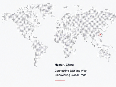 World map highlighting Hainan, China